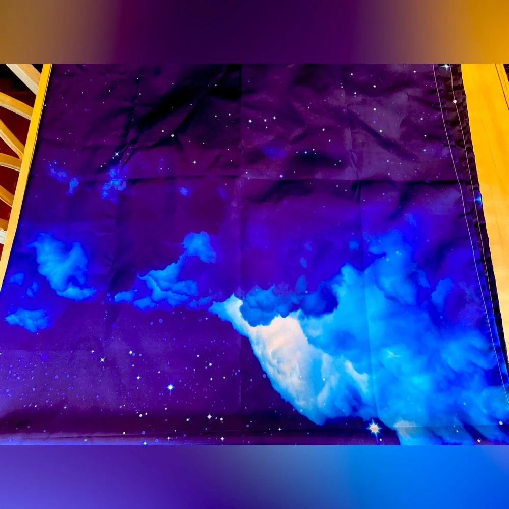 AMFD Moon Star Galaxy Night Sky Shower Curtain 70” x 70” Blue